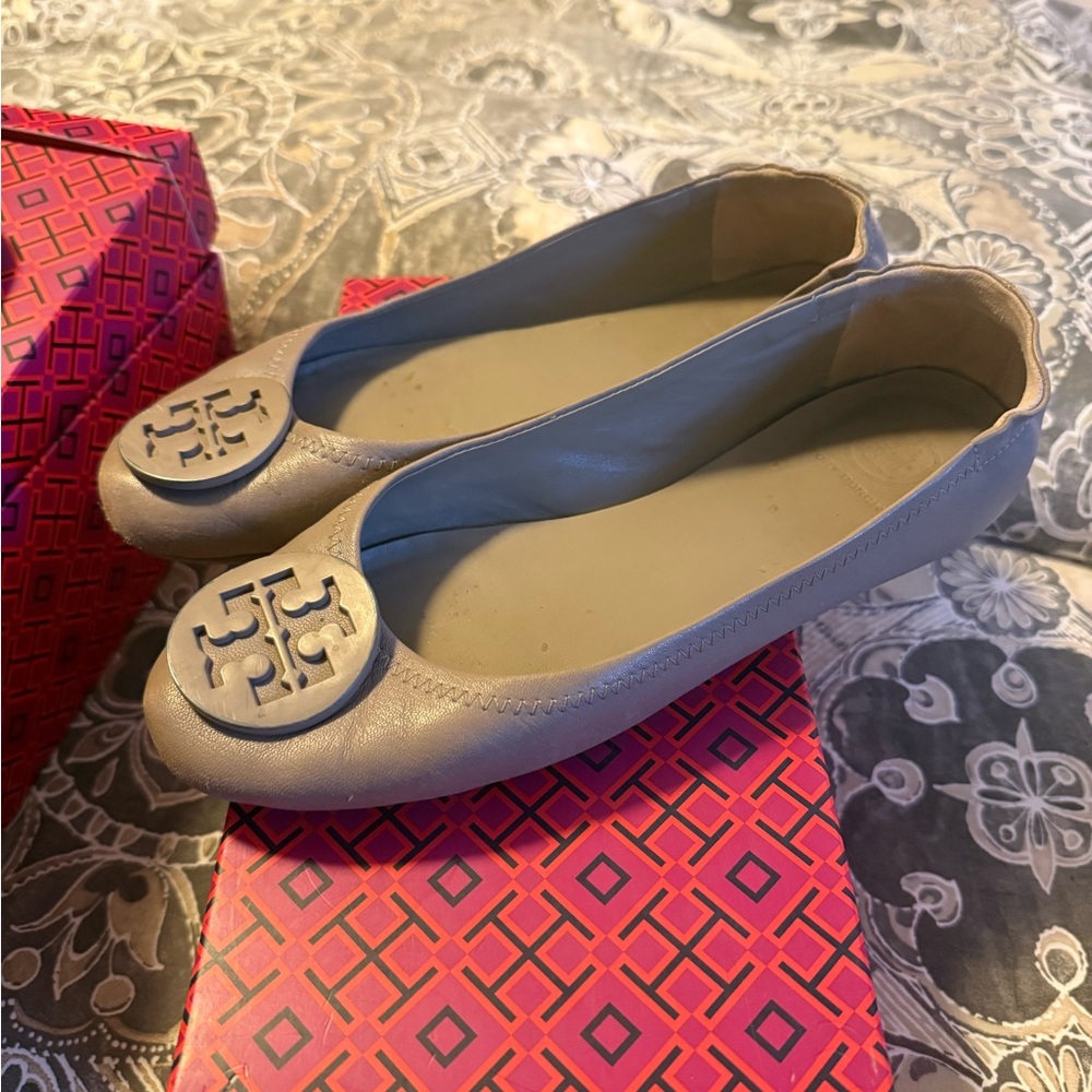 Tory Burch Light Gray Ballet Flats